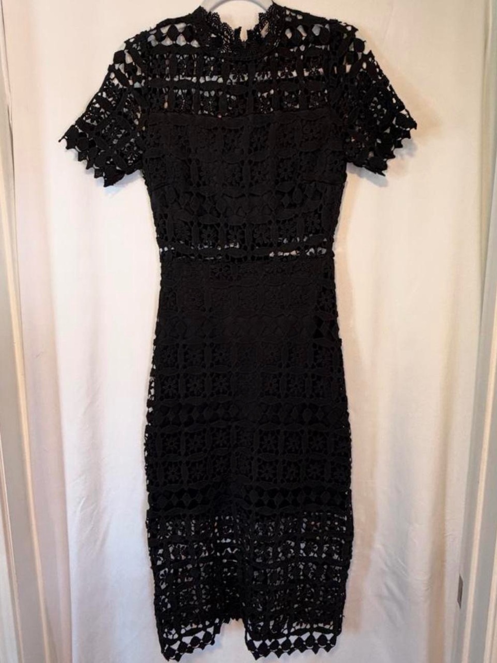 miami Black Crochet Lace Midi Dress